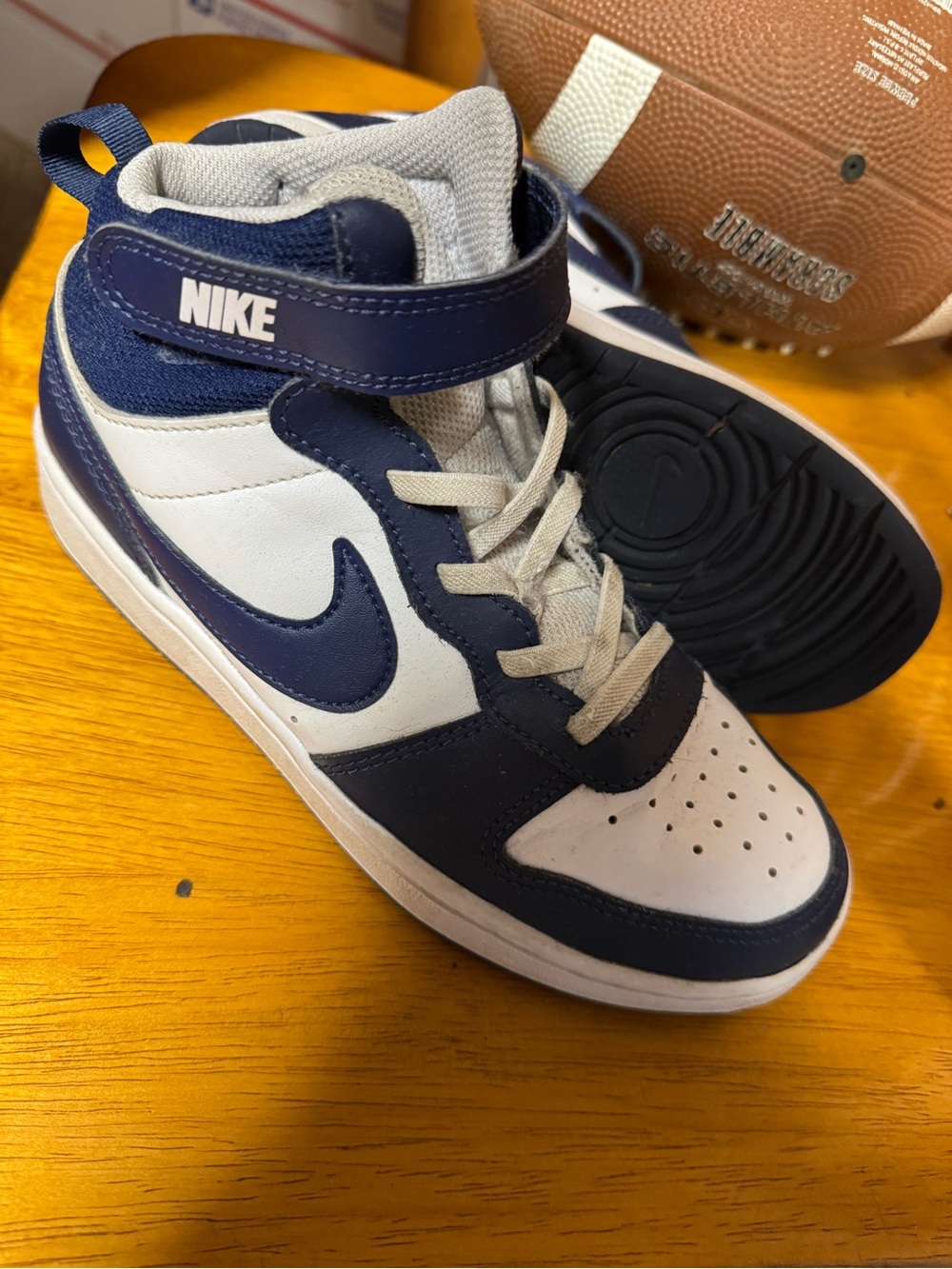 Nike Kids High-Top Sneakers in Navy and White